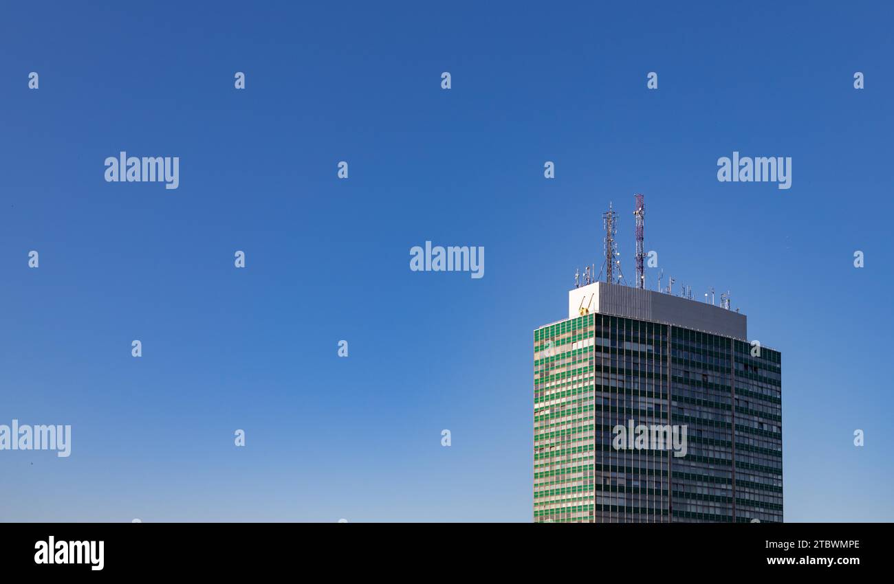 A picture of the Zieleniak building in Gdansk against a blue sky Stock Photo