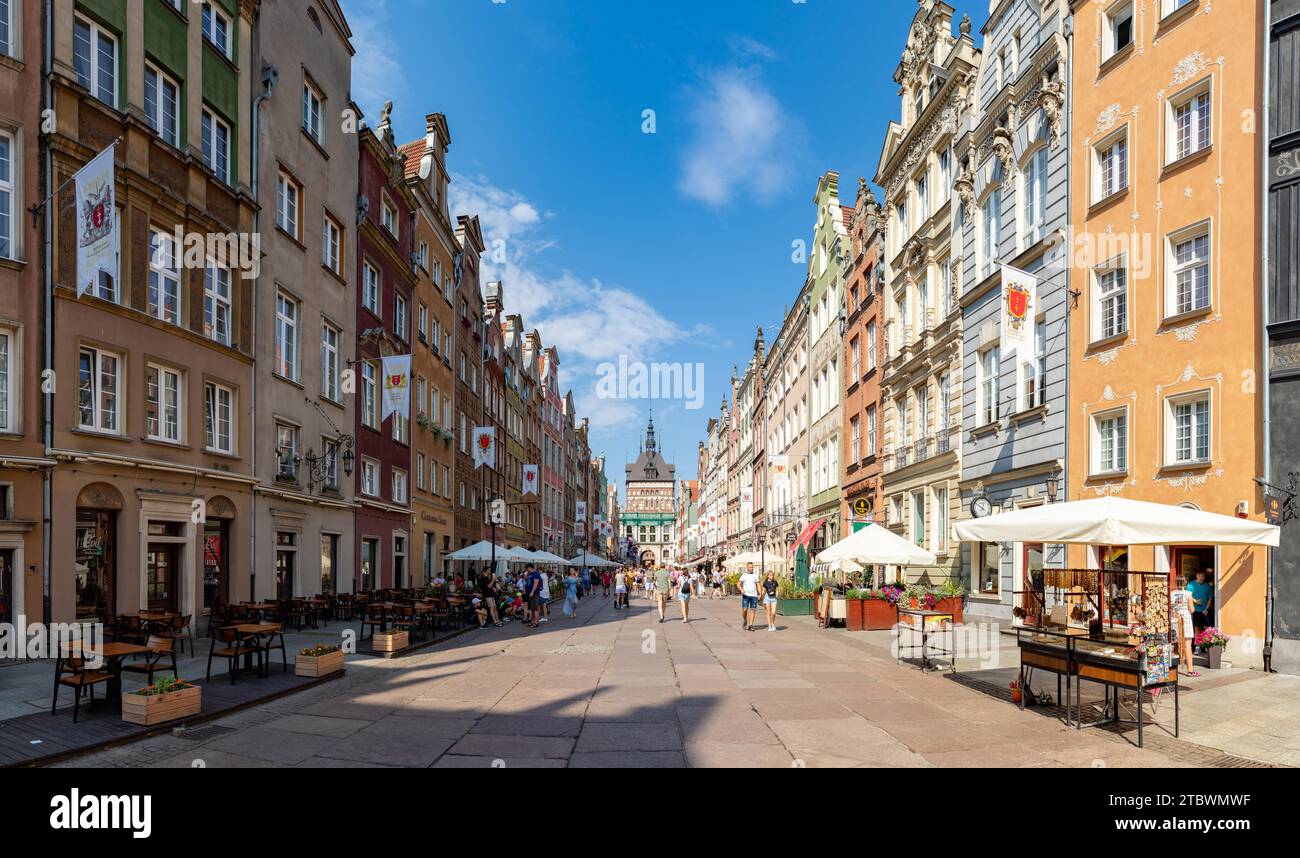 A picture of the Long Street in Gdansk, with the Prison Tower at the end Stock Photo
