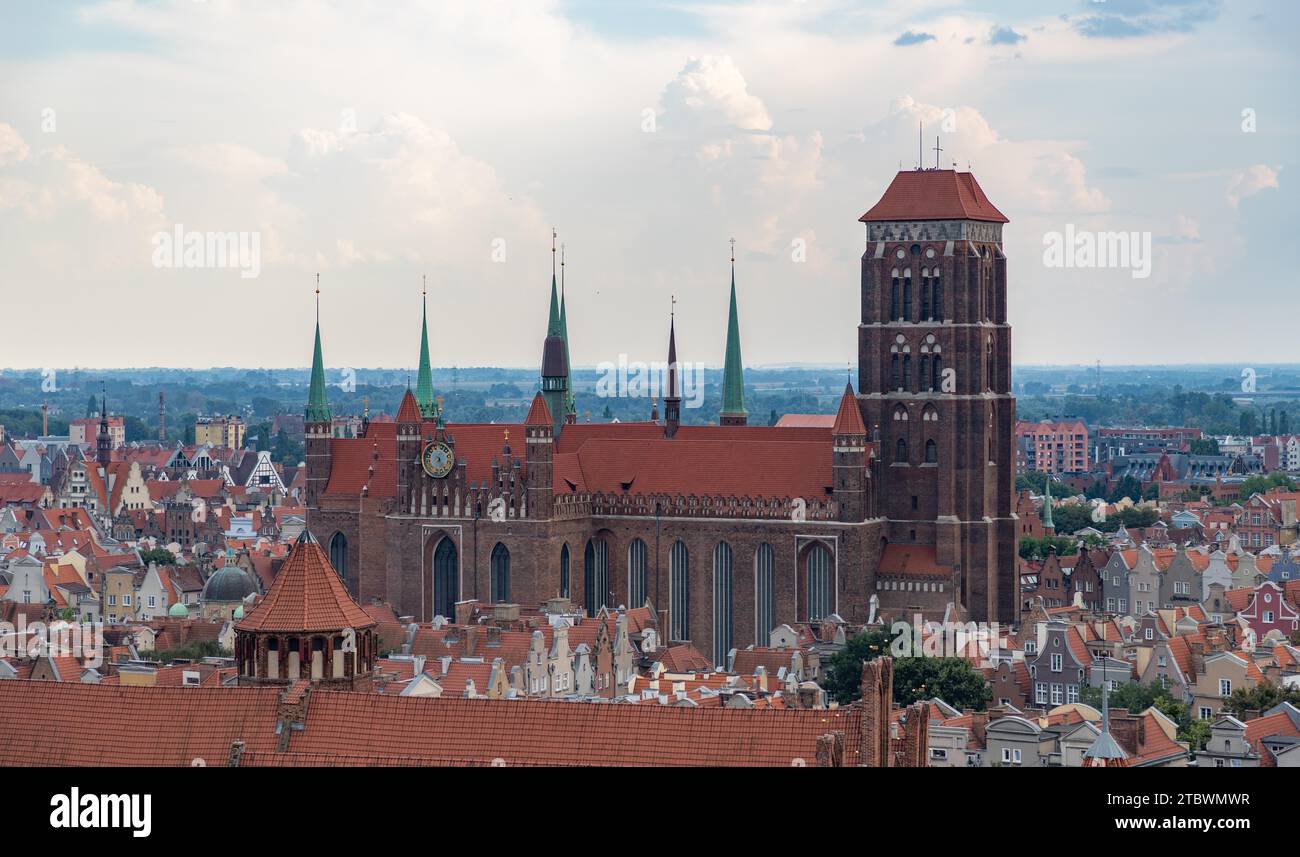 A picture of the St. Mary's Church in Gdansk as seen from above Stock Photo