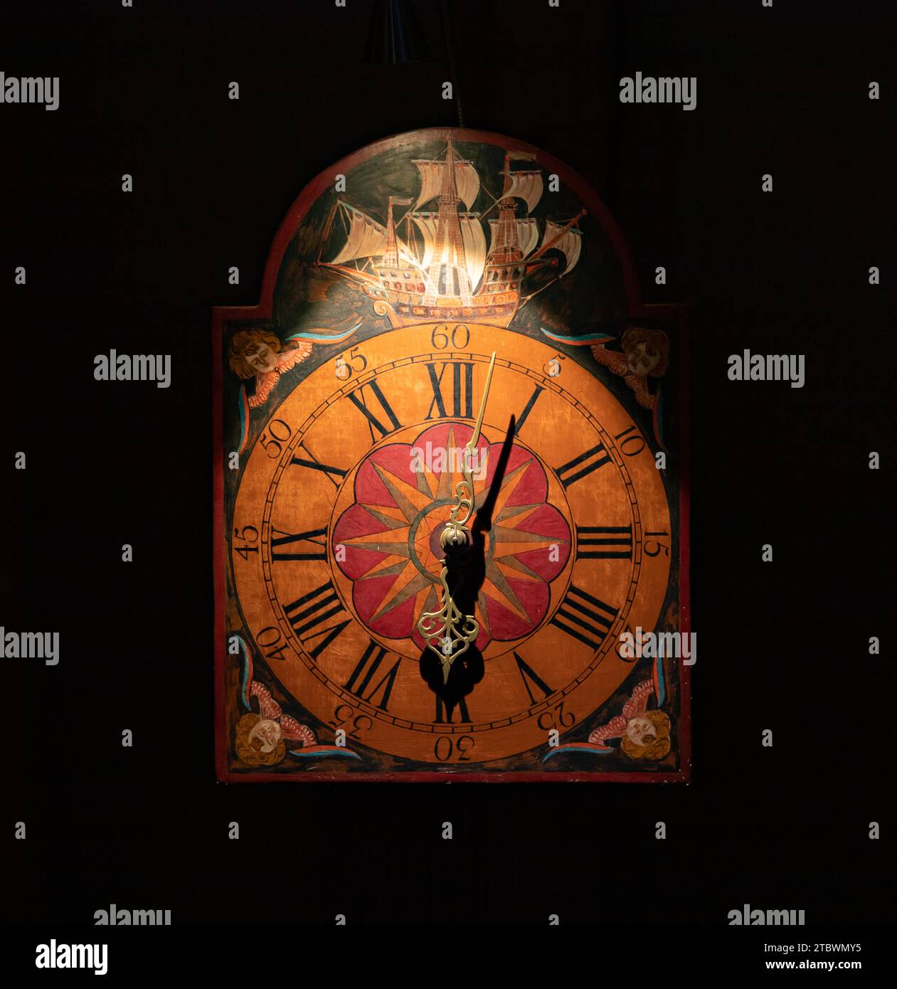 A picture of an old clock on display at the Tower Clock Museum in St