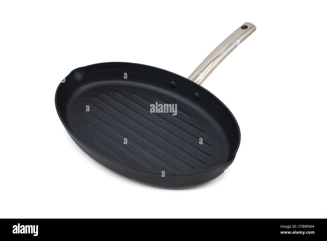 Oval grill pan isolated on white background Stock Photo