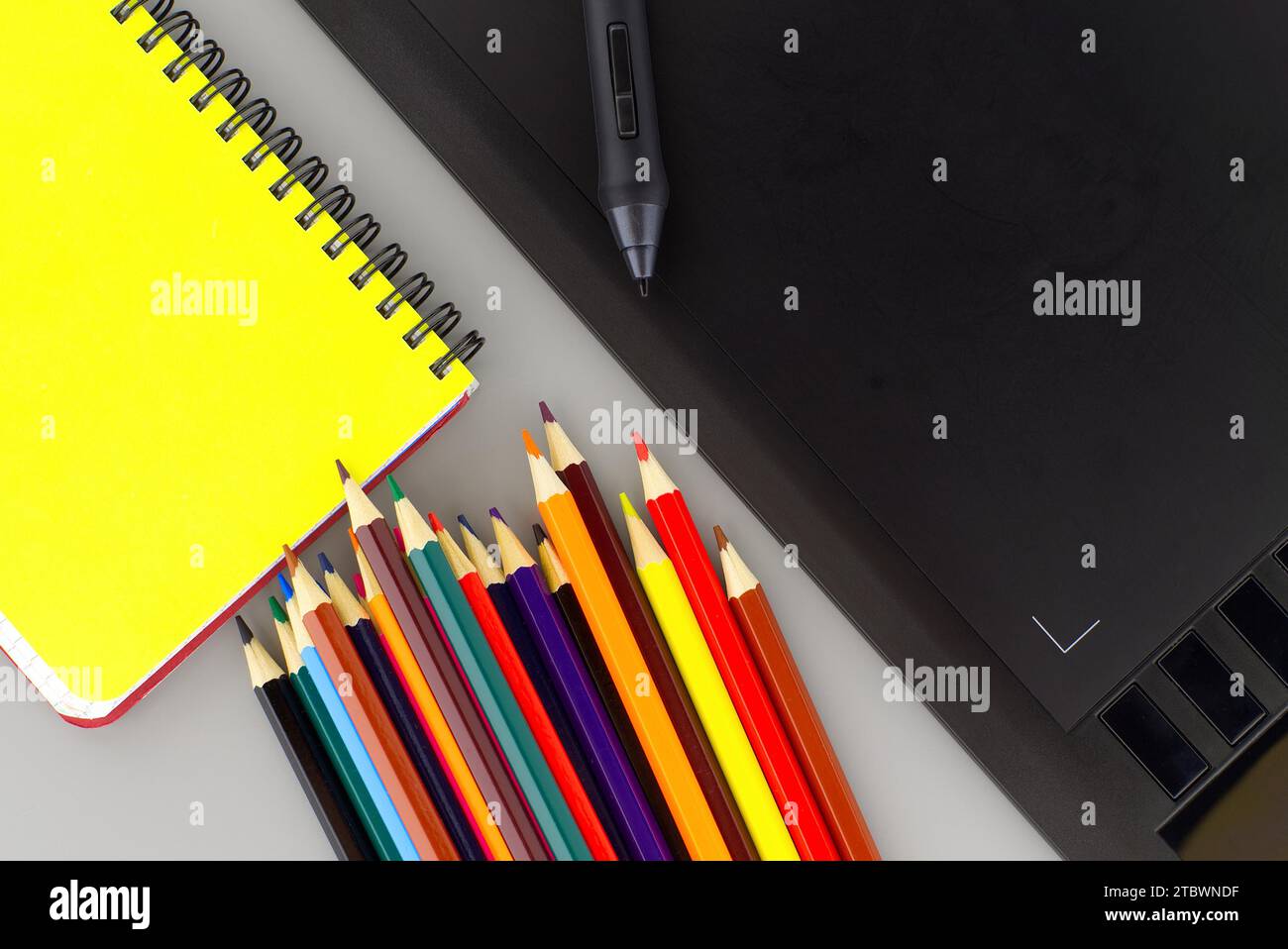 Digital stylus pen on digital graphic tablet for illustrators and