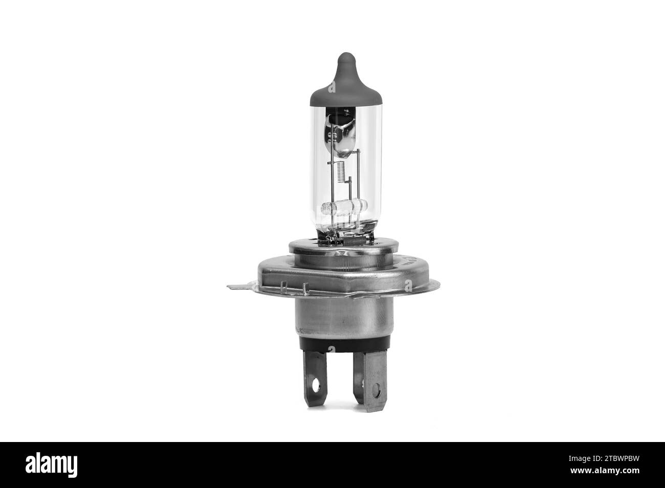H4 halogen lamp bulb isolated on white background, vehicles parts and replacement Stock Photo