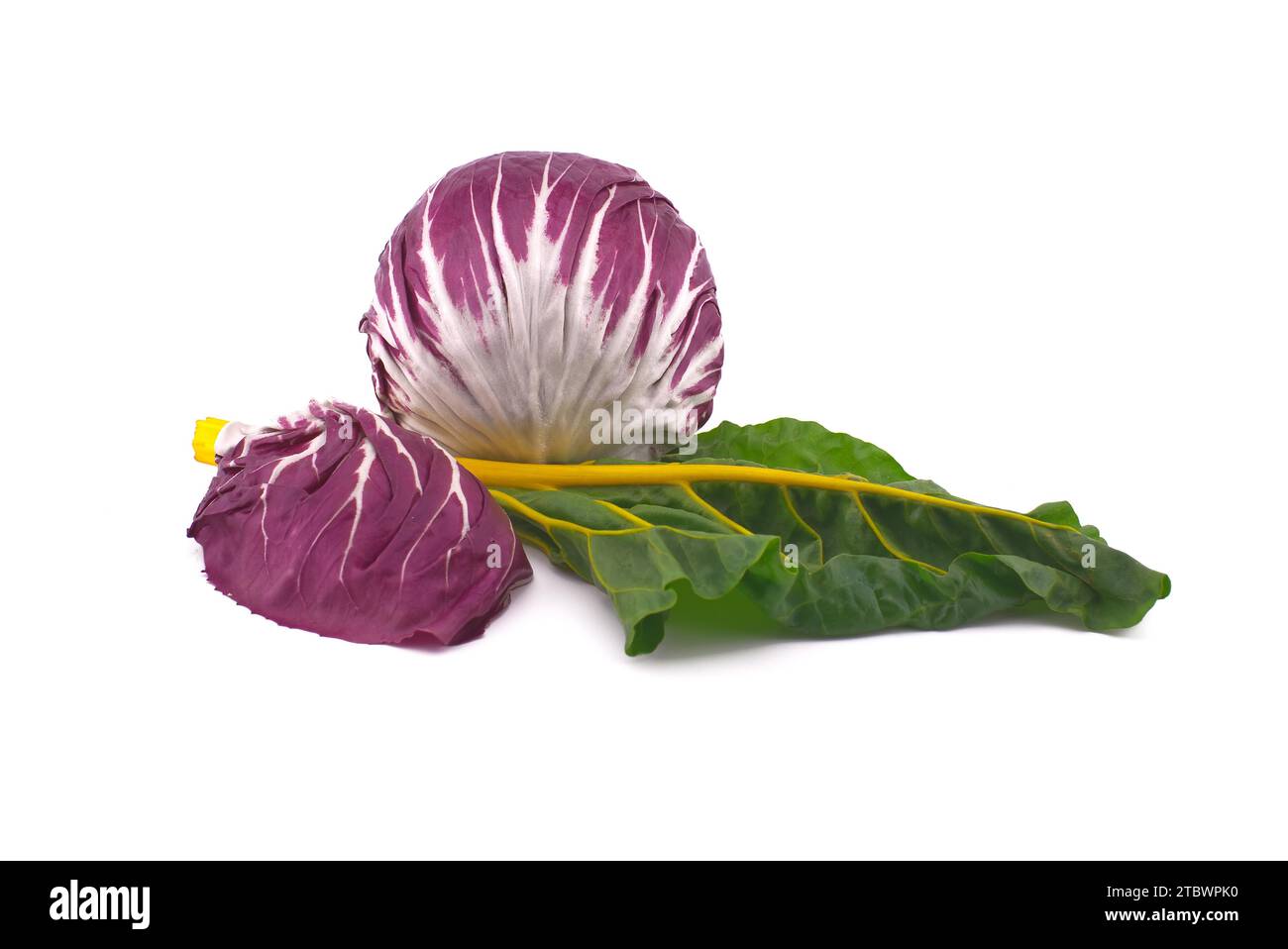 Leaf beet and radicchio salad isolated on white background Stock Photo