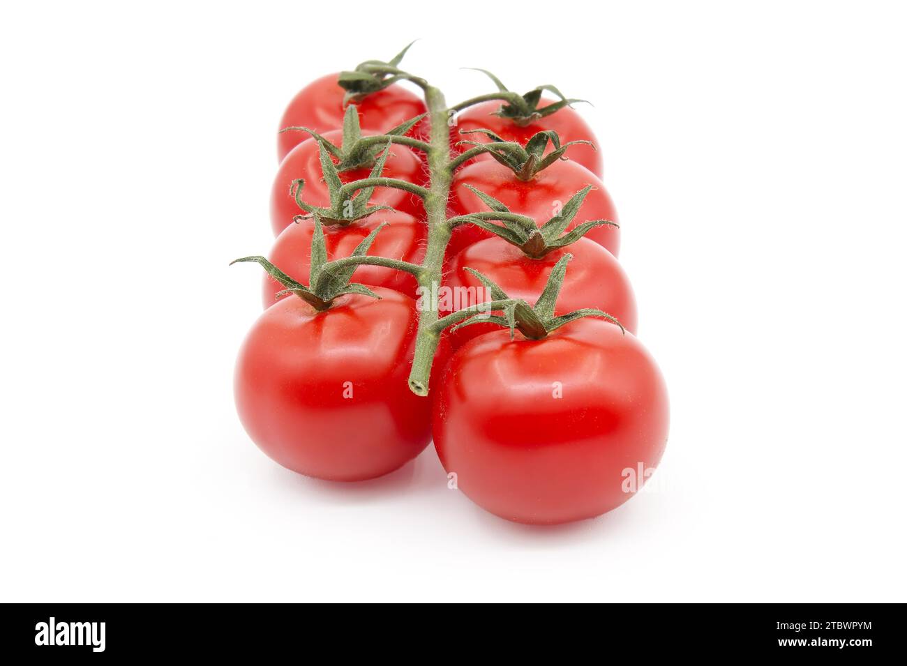 Fresh cherry tomato twig isolated on white background Stock Photo
