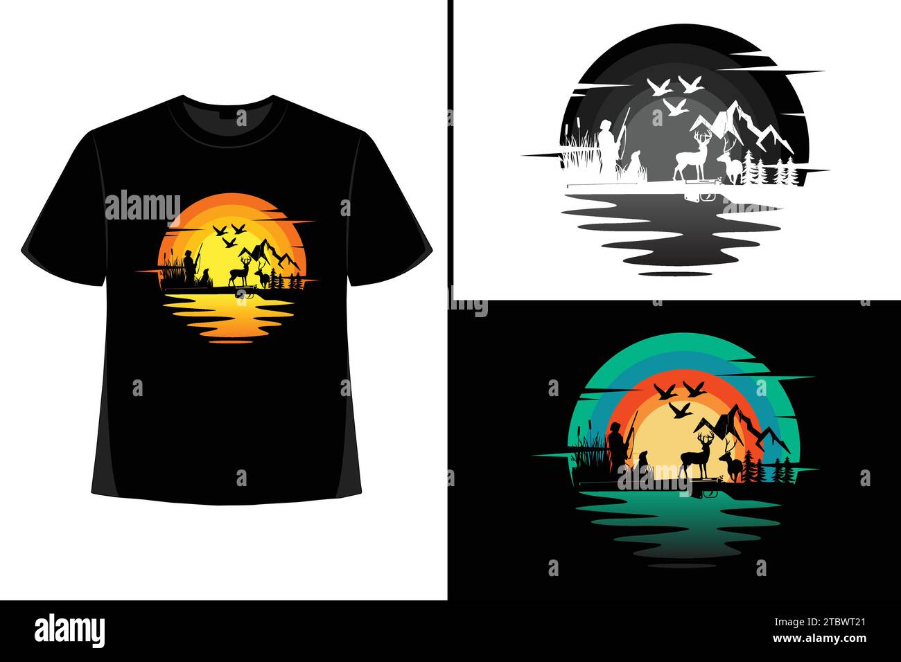 American Grunge Fishing T-shirt Design Vector Download