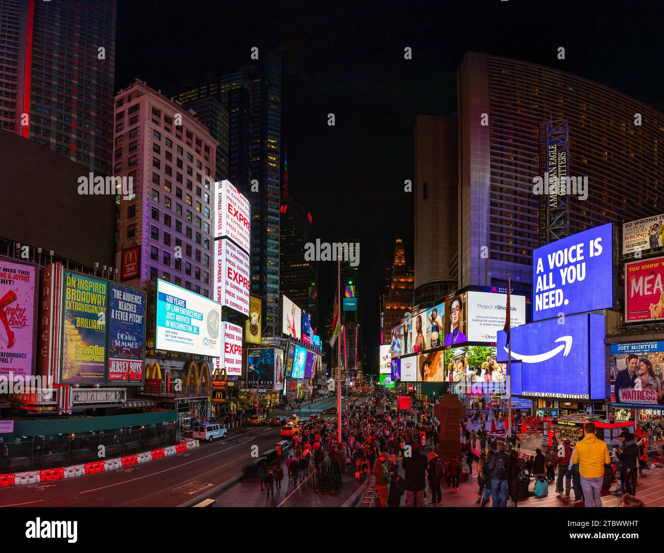 A panorama picture of Times Square Stock Photo