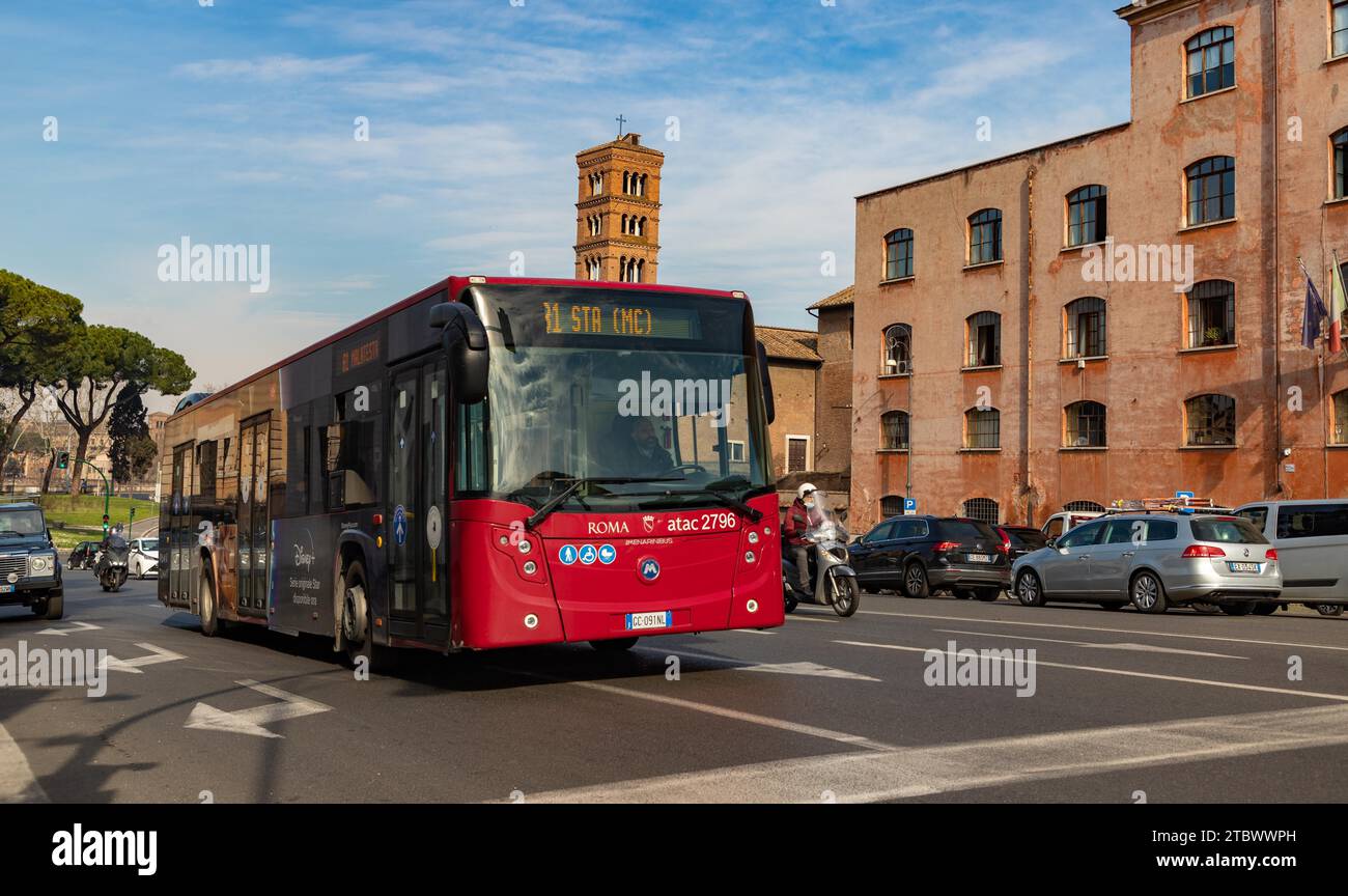 A picture of a Rome city bus Stock Photo