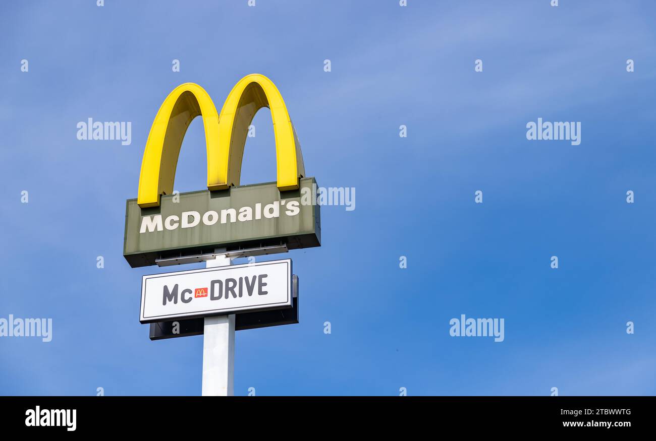 A picture of McDonald's McDrive sign Stock Photo