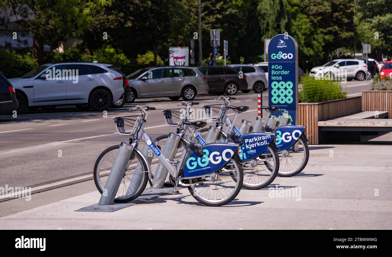 A picture of some city bikes in Nova Gorica, Slovenia Stock Photo