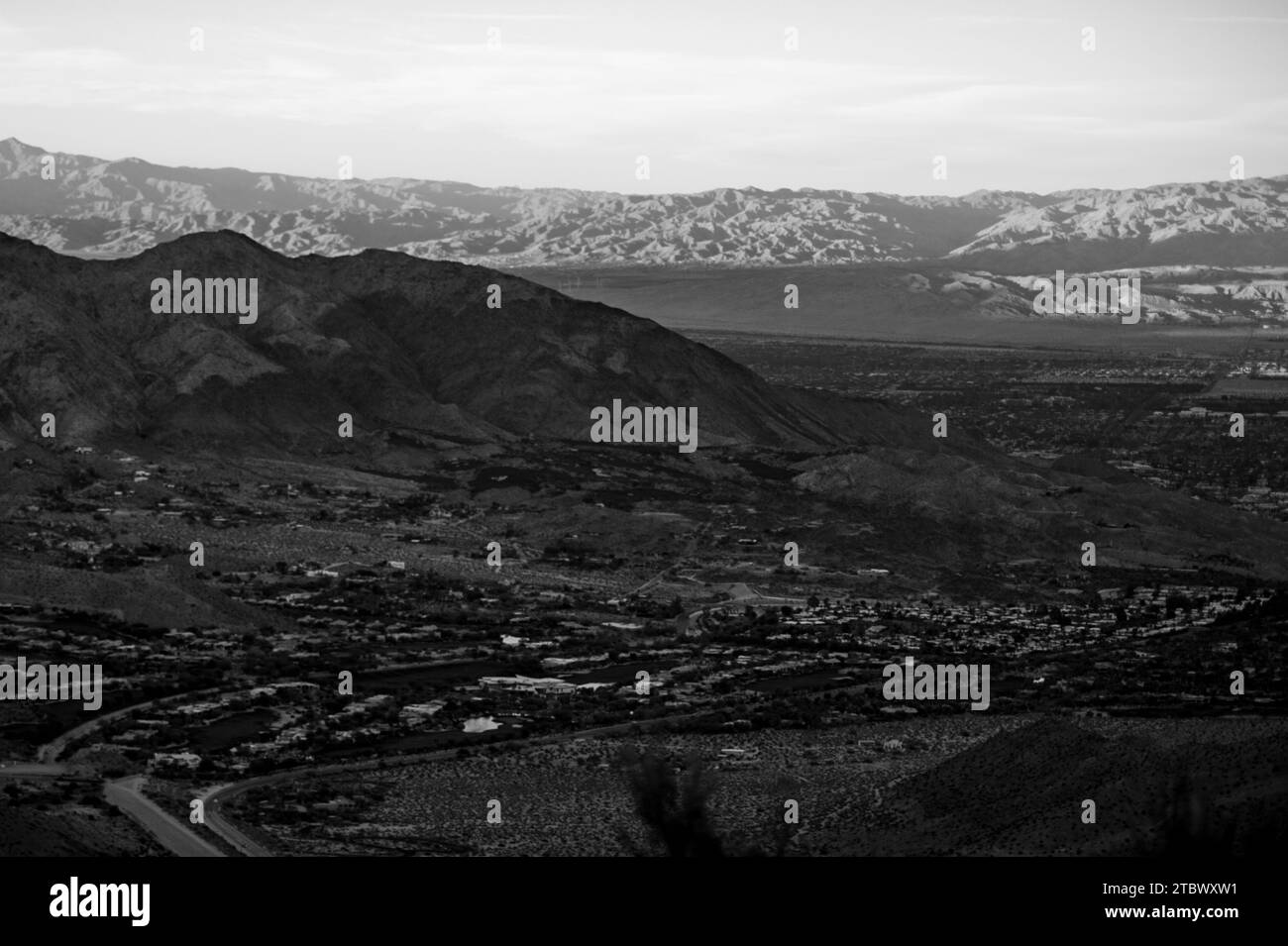 Sunset in Coachella valley at Coachella Valley Vista Point Stock Photo
