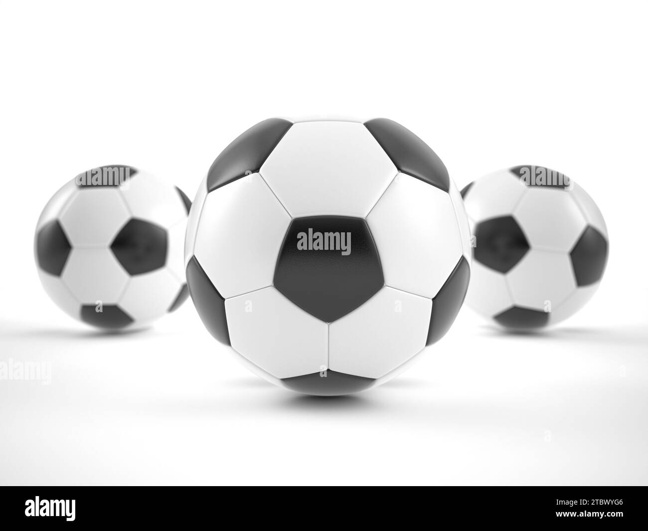 Soccer balls on a white background. 3d illustration Stock Photo - Alamy