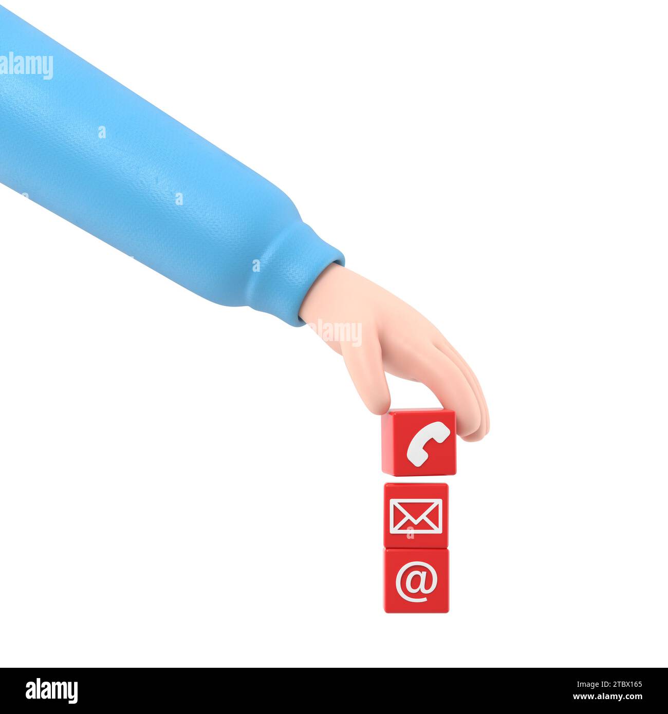Cartoon Gesture Icon Mockup. 3d hand stacking three contact symbols,3D ...