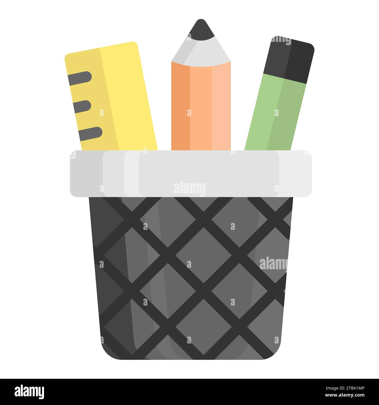 pencil bucket vector flat icon, school and education icon Stock Vector