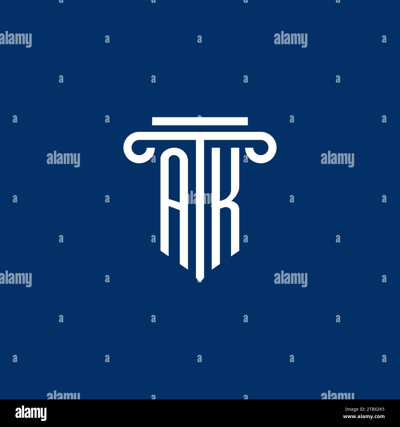 AK initial logo monogram with simple pillar icon design Stock Vector