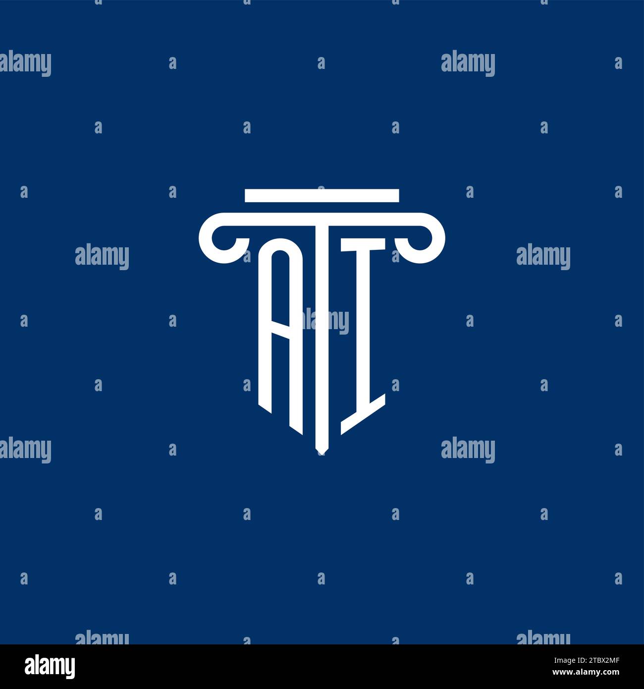 AI initial logo monogram with simple pillar icon design Stock Vector