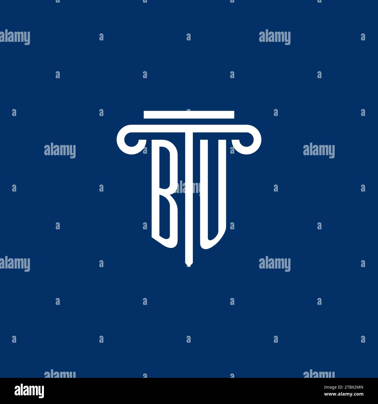 BU initial logo monogram with simple pillar icon design Stock Vector
