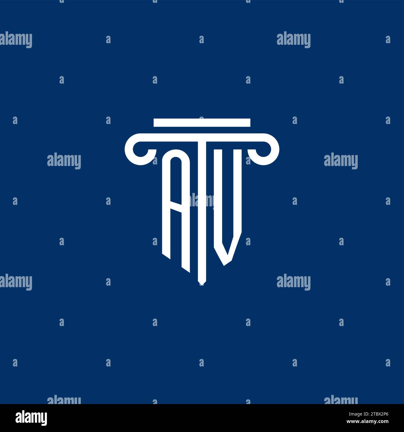 AV initial logo monogram with simple pillar icon design Stock Vector