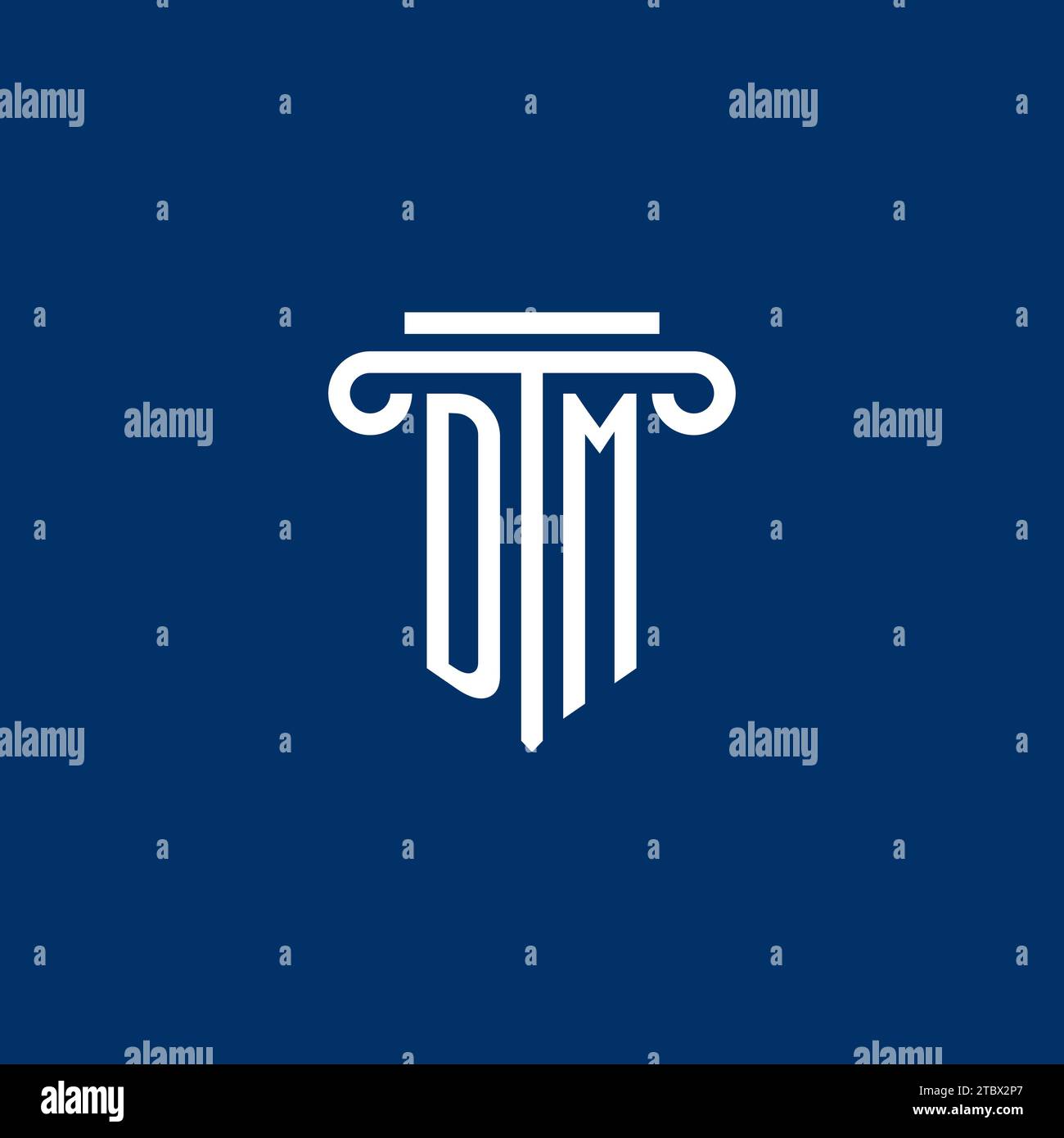 DM initial logo monogram with simple pillar icon design Stock Vector