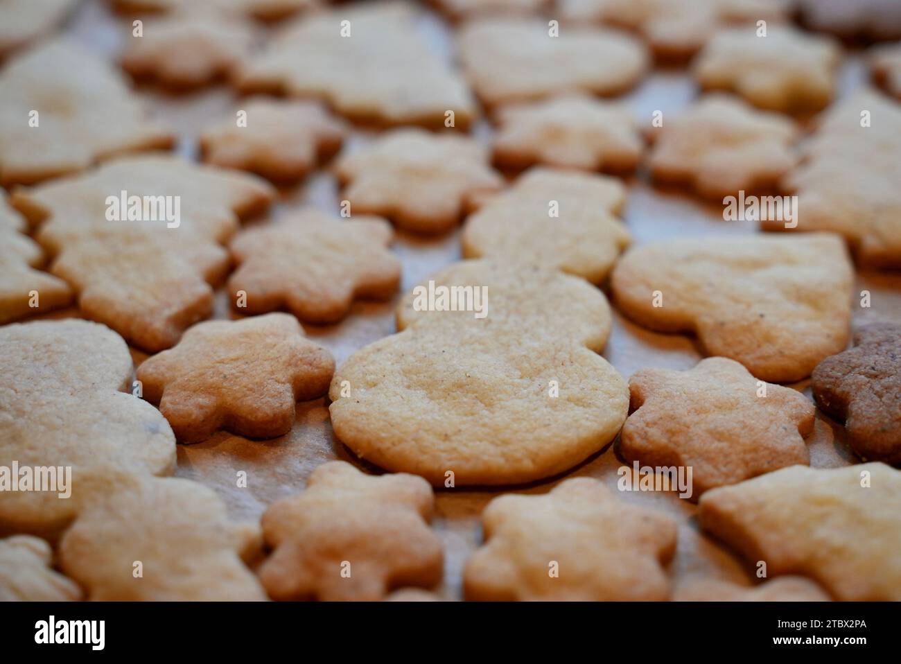 Weihnachtsbäckerei: Plätzchen backen mit Kindern Stock Photo