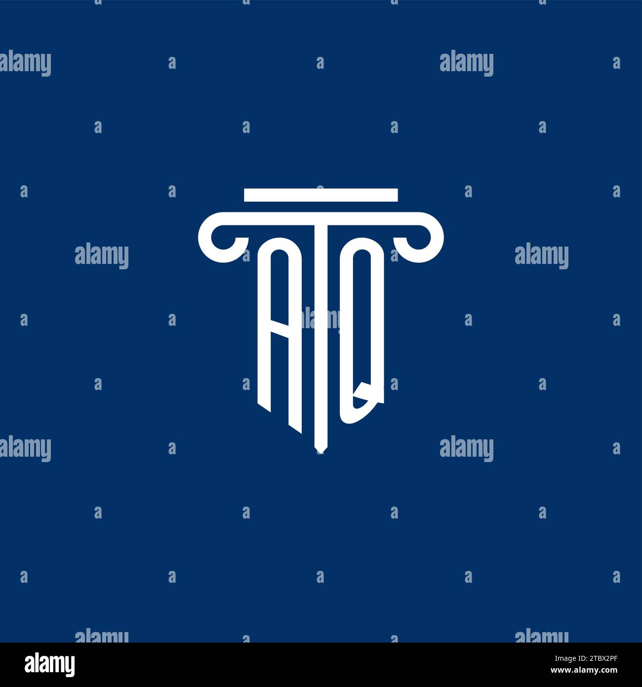 AQ initial logo monogram with simple pillar icon design Stock Vector