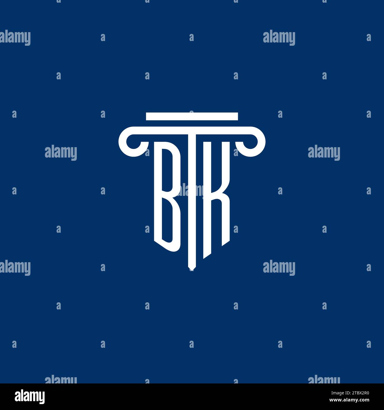 BK initial logo monogram with simple pillar icon design Stock Vector