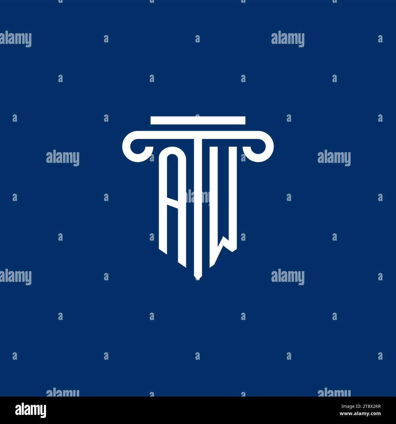 AW initial logo monogram with simple pillar icon design Stock Vector