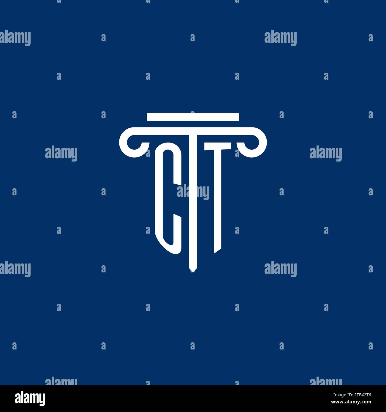 CT initial logo monogram with simple pillar icon design Stock Vector