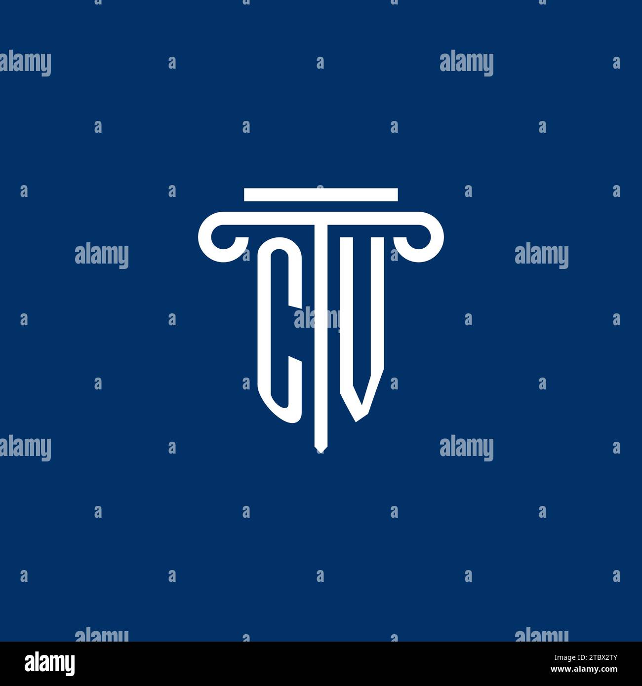 CV initial logo monogram with simple pillar icon design Stock Vector