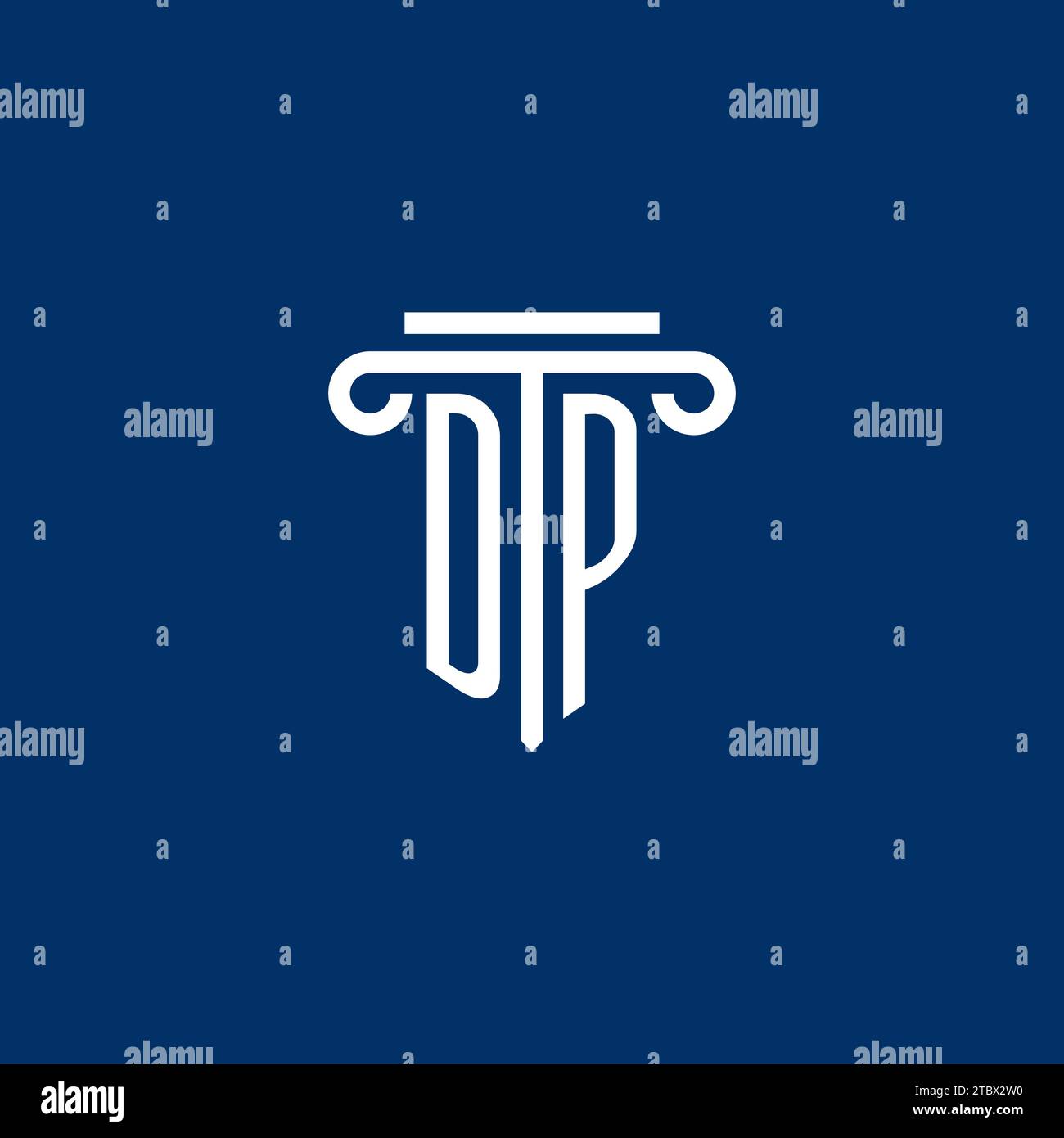DP initial logo monogram with simple pillar icon design Stock Vector