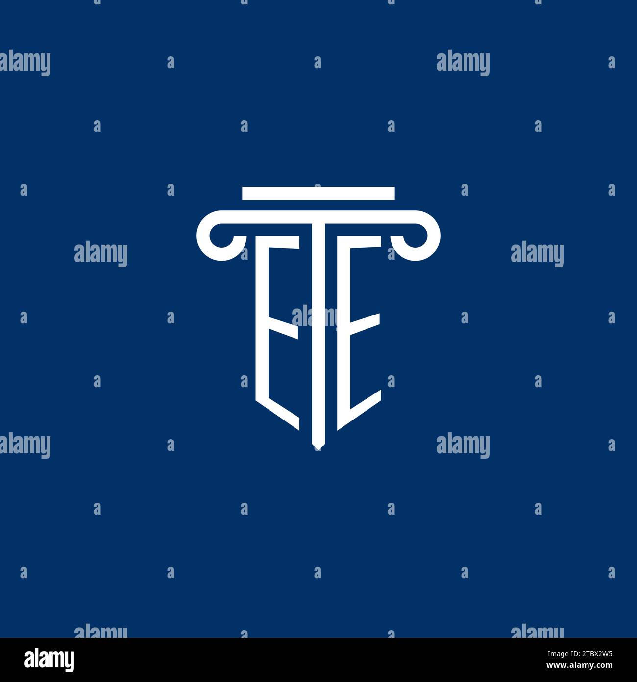 EE initial logo monogram with simple pillar icon design Stock Vector