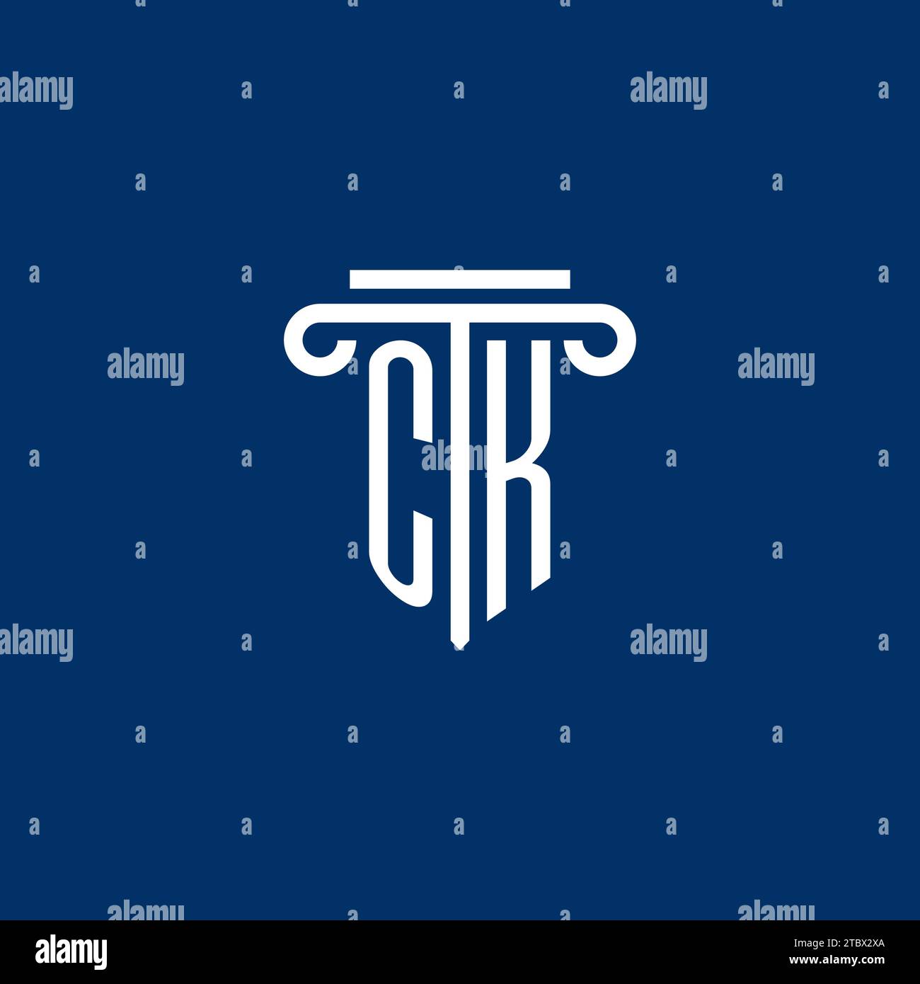 CK initial logo monogram with simple pillar icon design Stock Vector