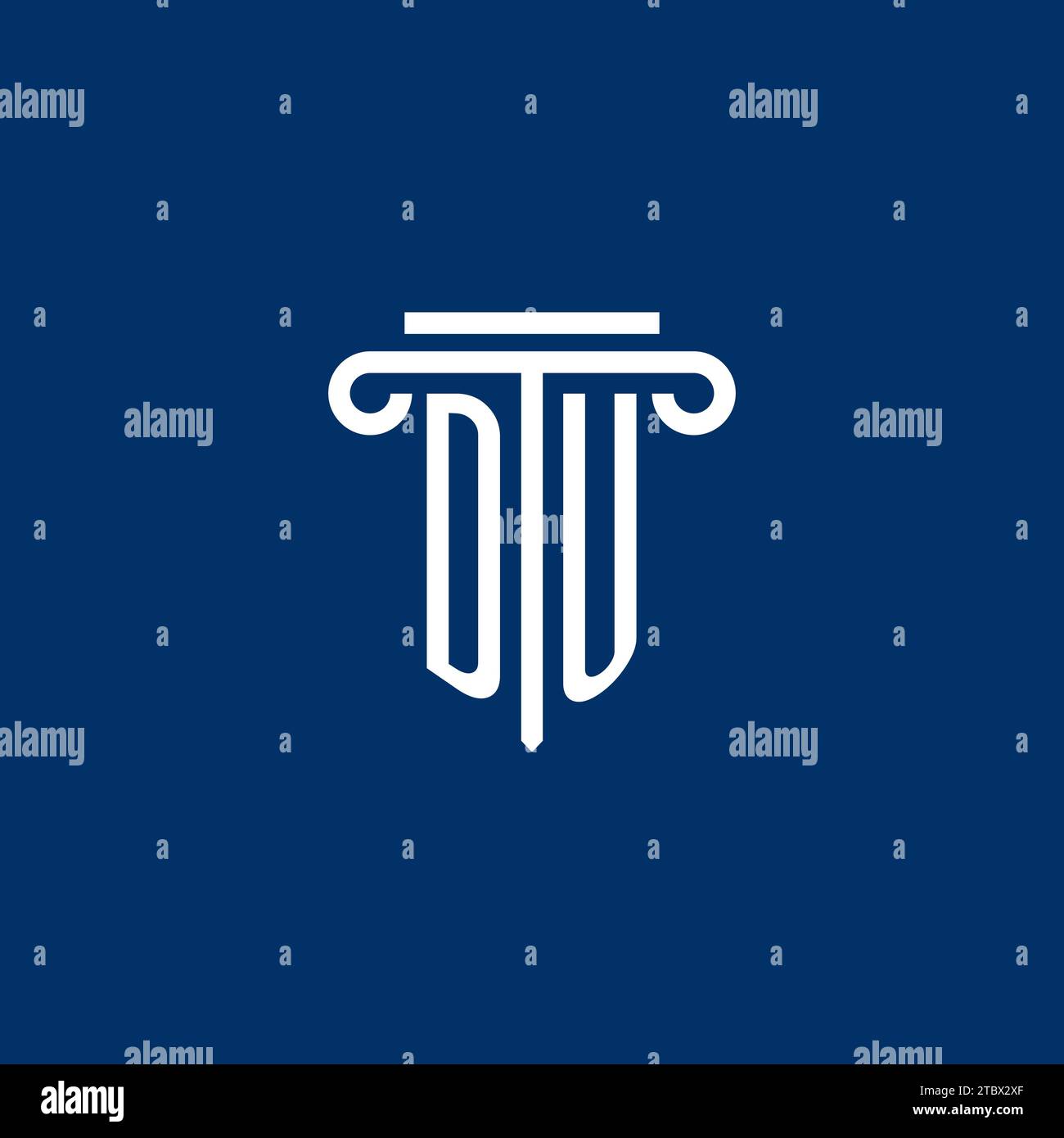 DU initial logo monogram with simple pillar icon design Stock Vector
