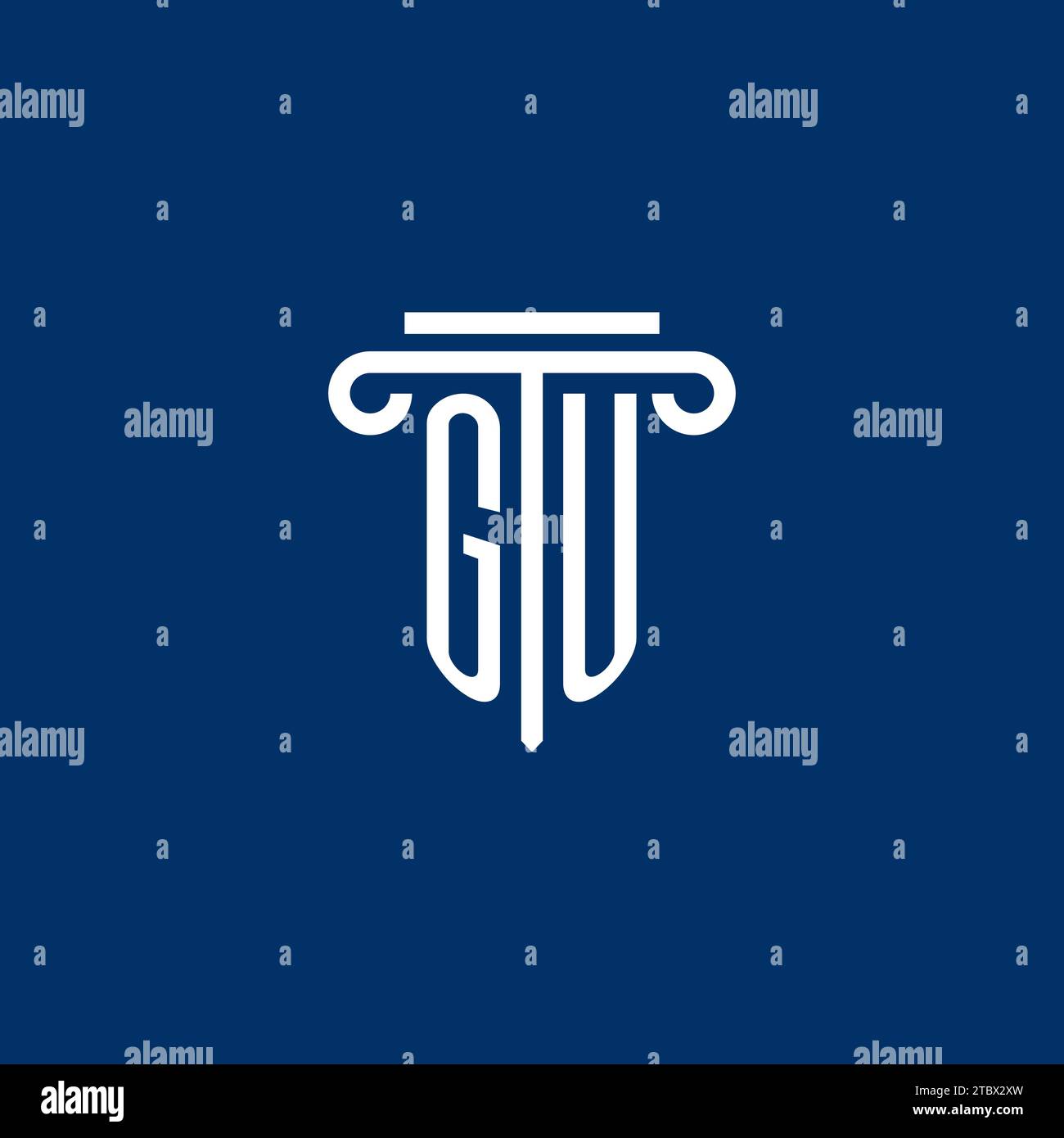 GU initial logo monogram with simple pillar icon design Stock Vector