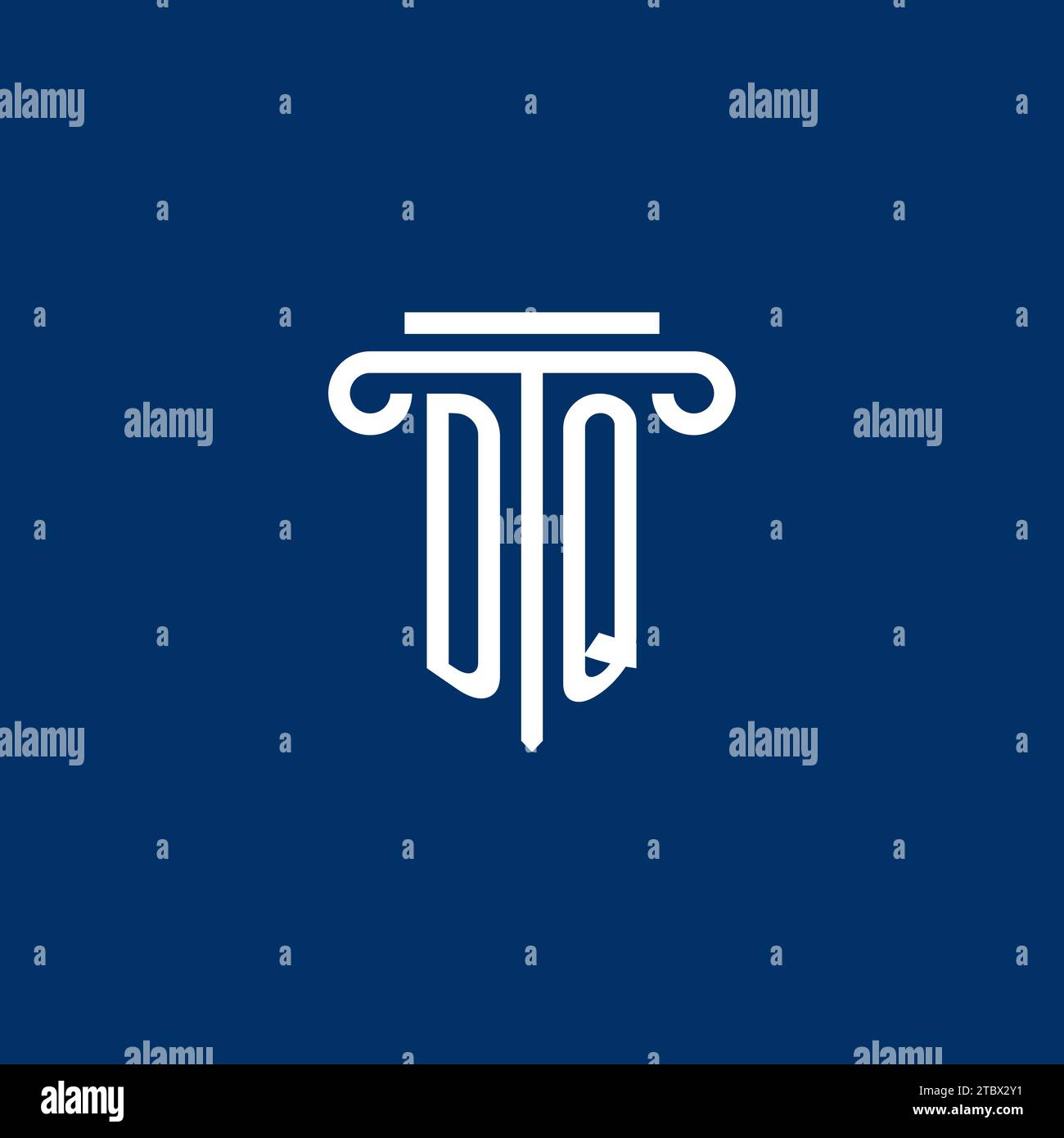 DQ initial logo monogram with simple pillar icon design Stock Vector