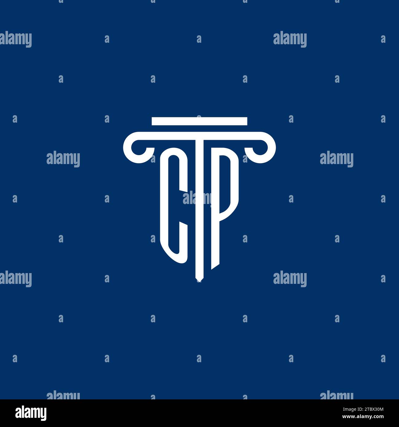 CP initial logo monogram with simple pillar icon design Stock Vector