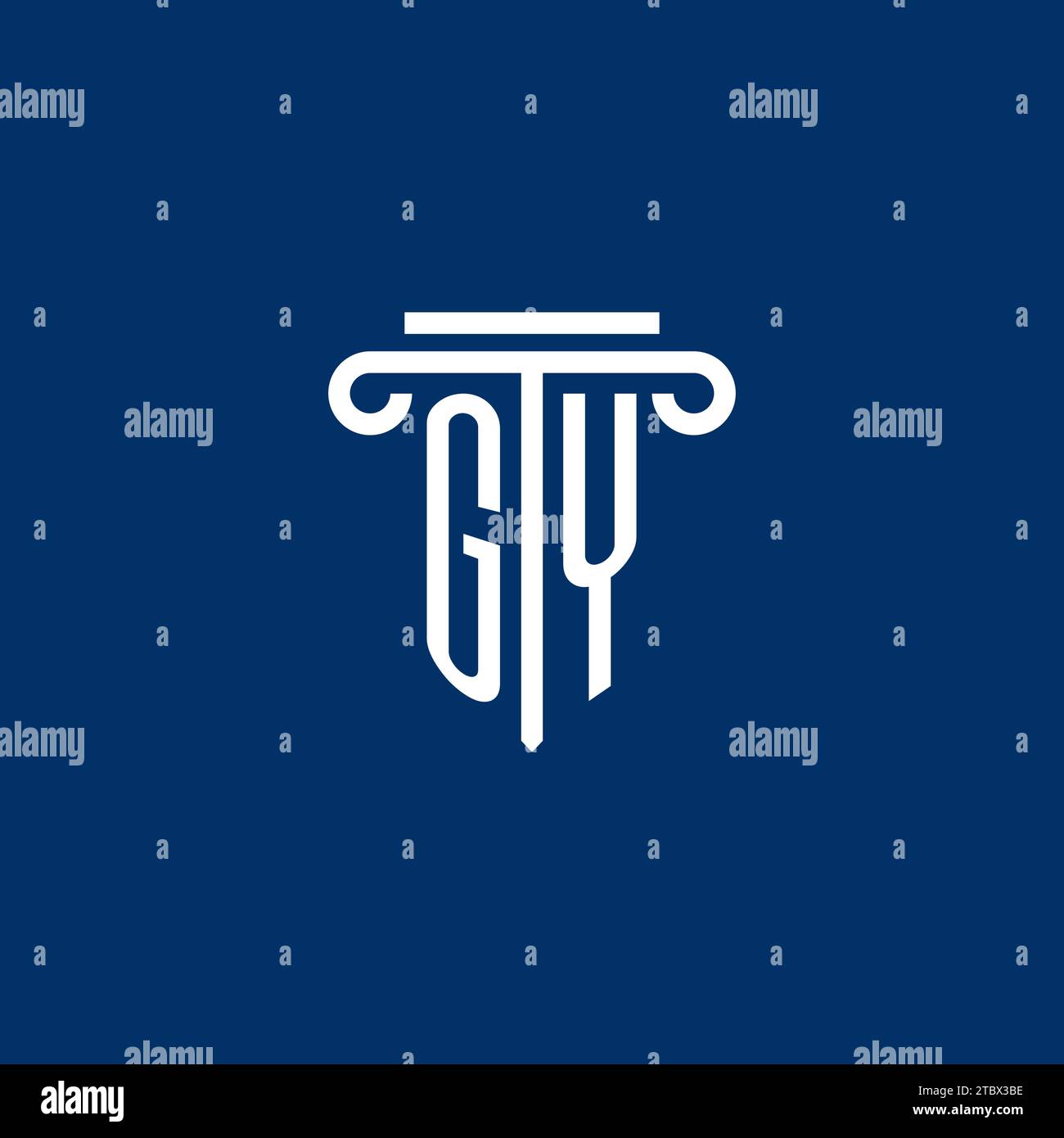 GY initial logo monogram with simple pillar icon design Stock Vector