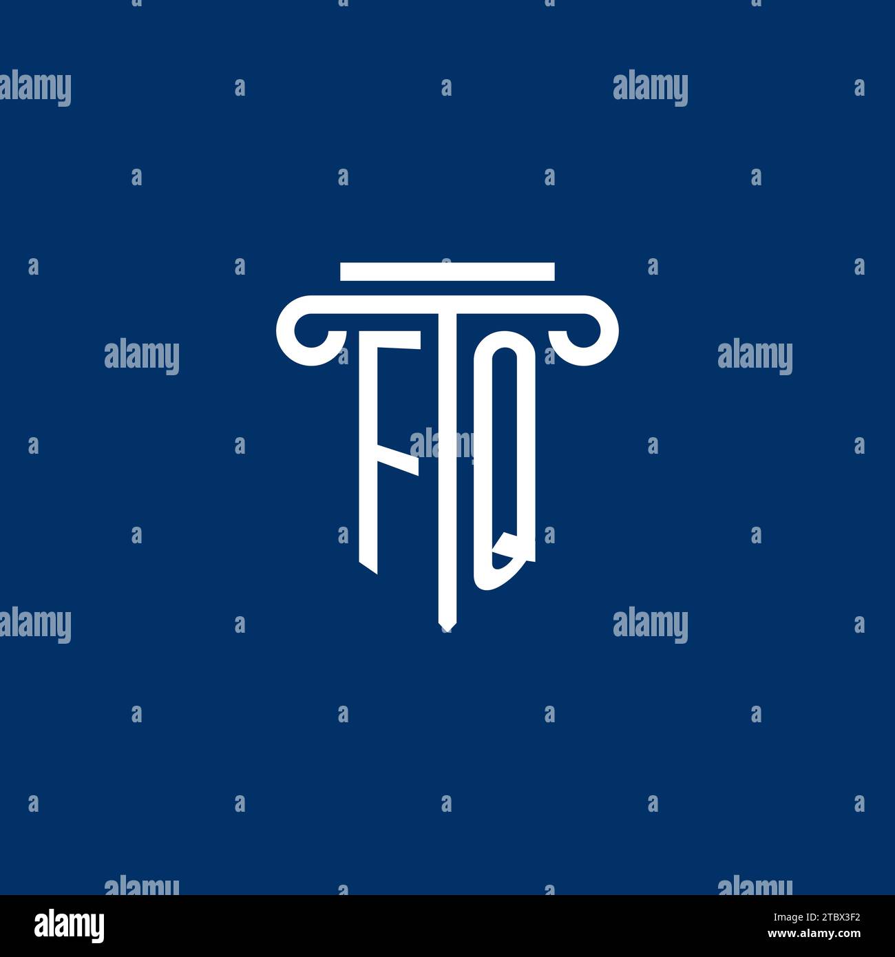 FQ initial logo monogram with simple pillar icon design Stock Vector