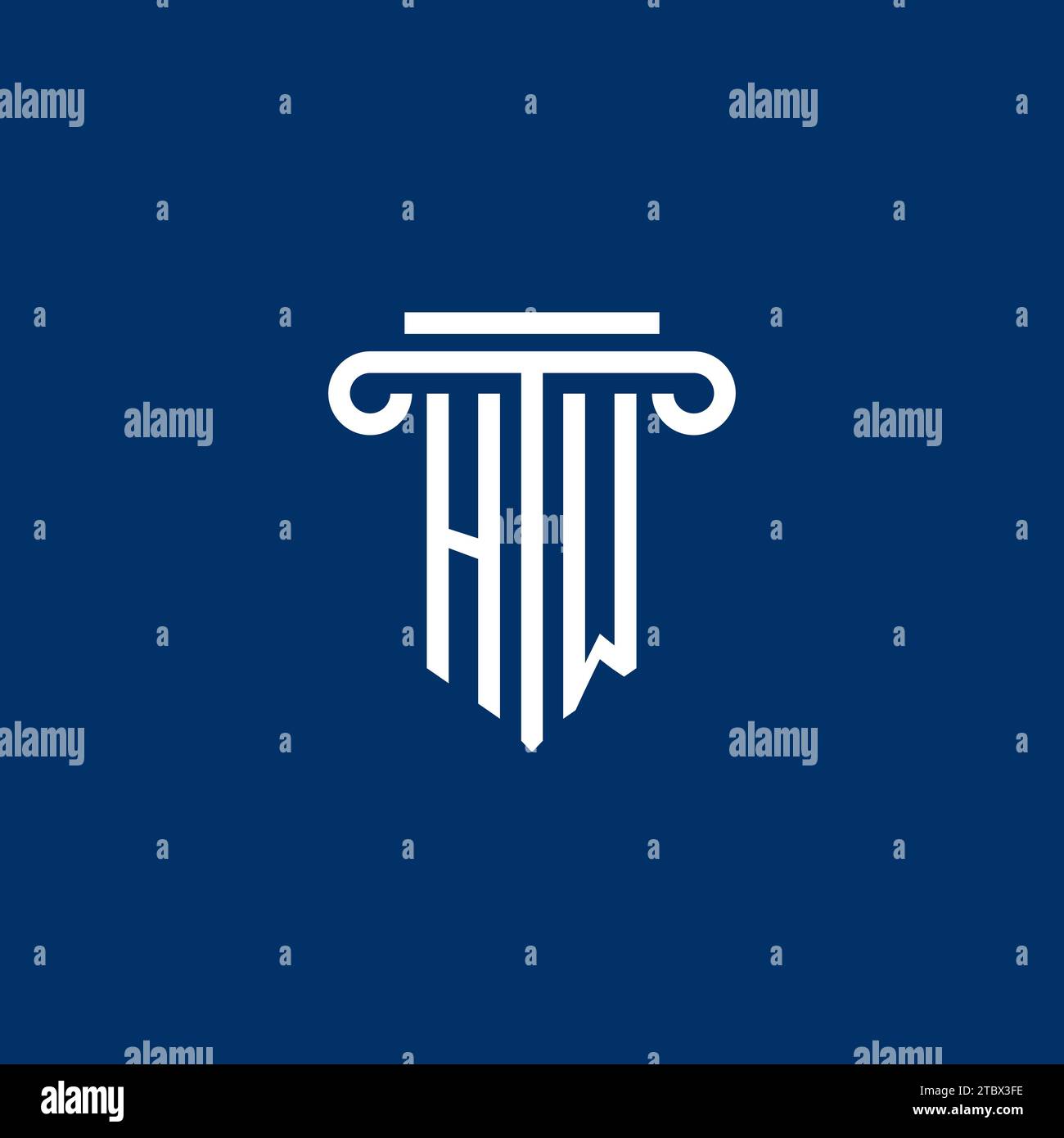 HW initial logo monogram with simple pillar icon design Stock Vector