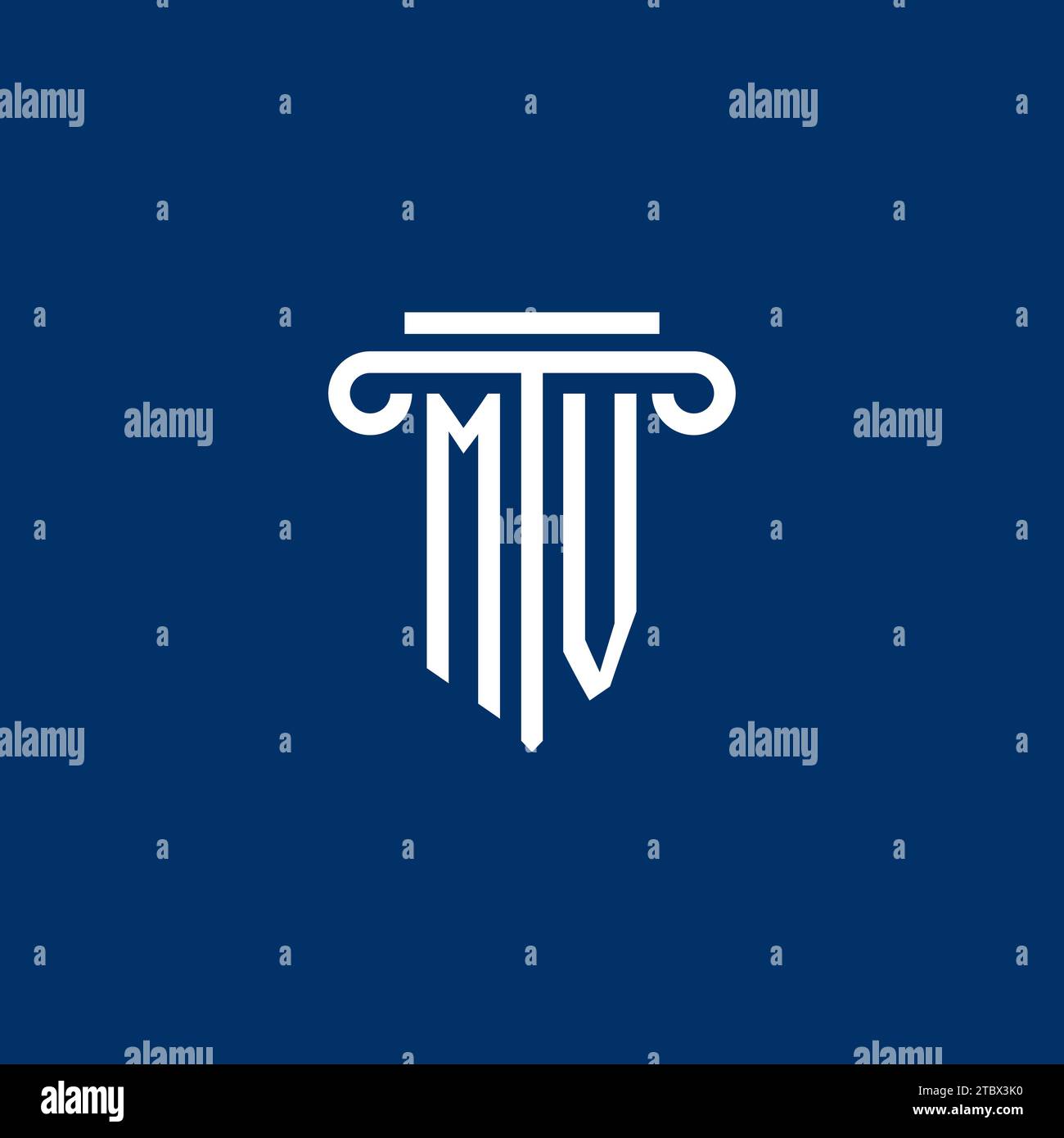 MV initial logo monogram with simple pillar icon design Stock Vector