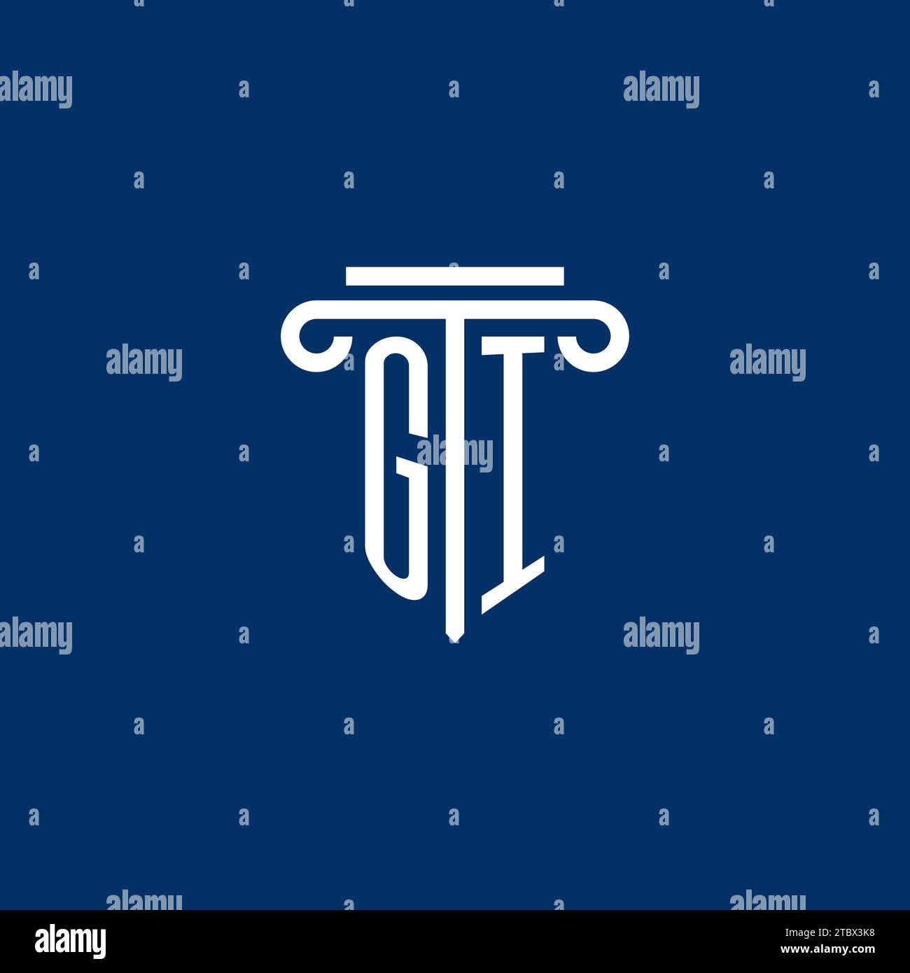 GI initial logo monogram with simple pillar icon design Stock Vector