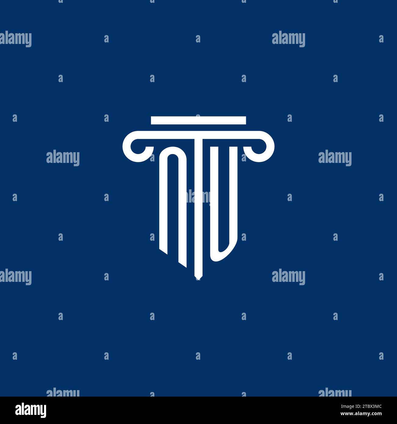 NU initial logo monogram with simple pillar icon design Stock Vector