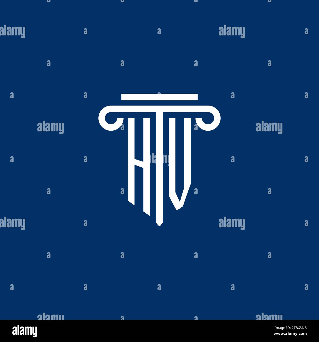 HV initial logo monogram with simple pillar icon design Stock Vector