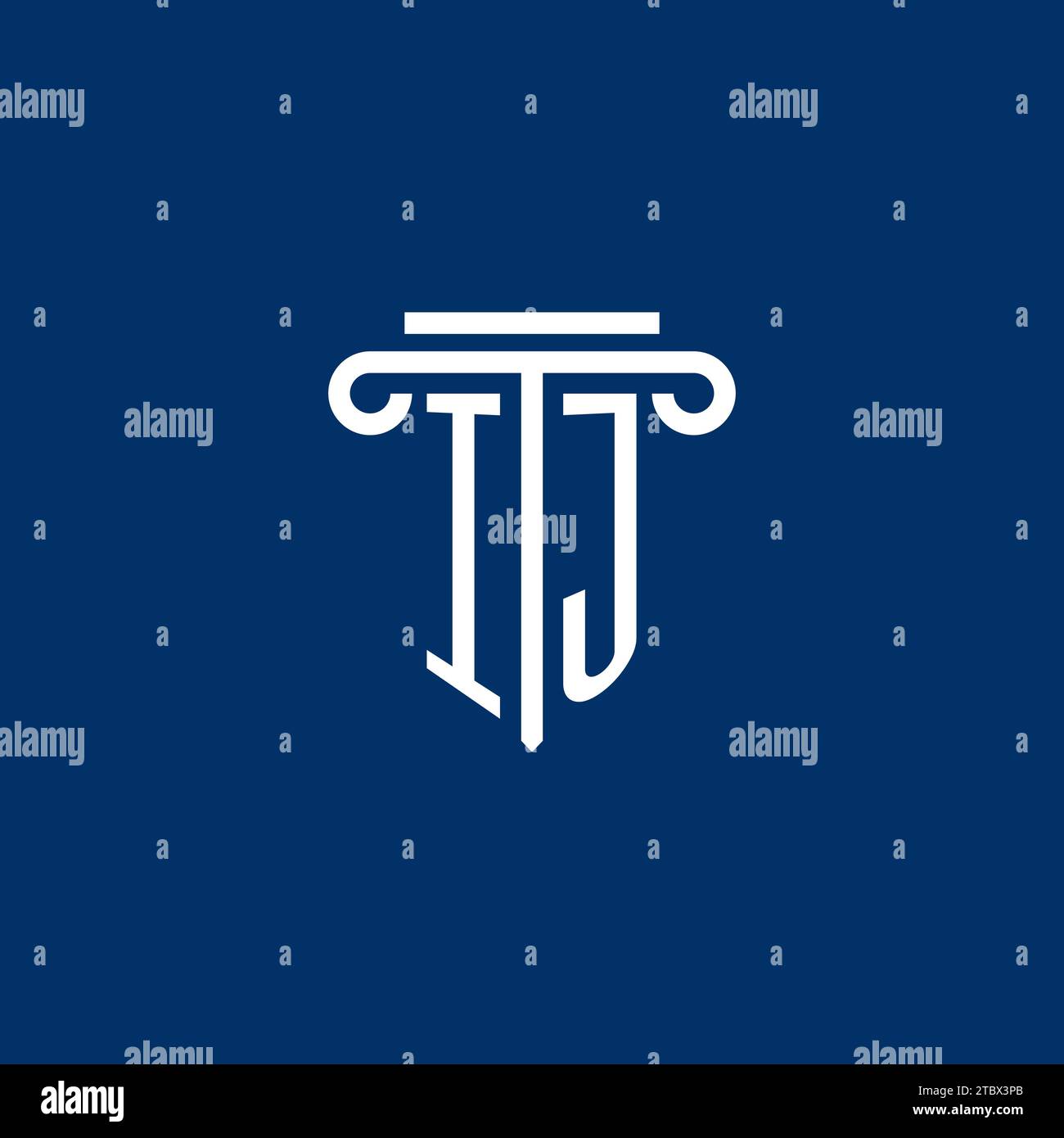 IJ initial logo monogram with simple pillar icon design Stock Vector