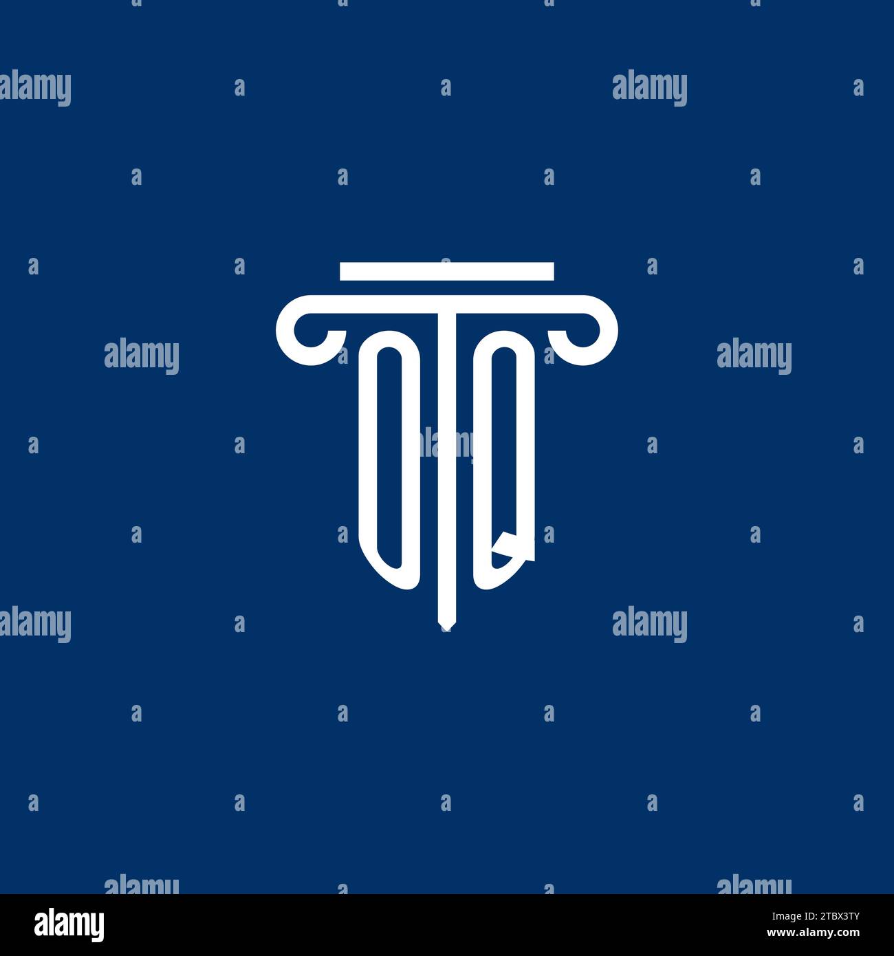 OQ initial logo monogram with simple pillar icon design Stock Vector