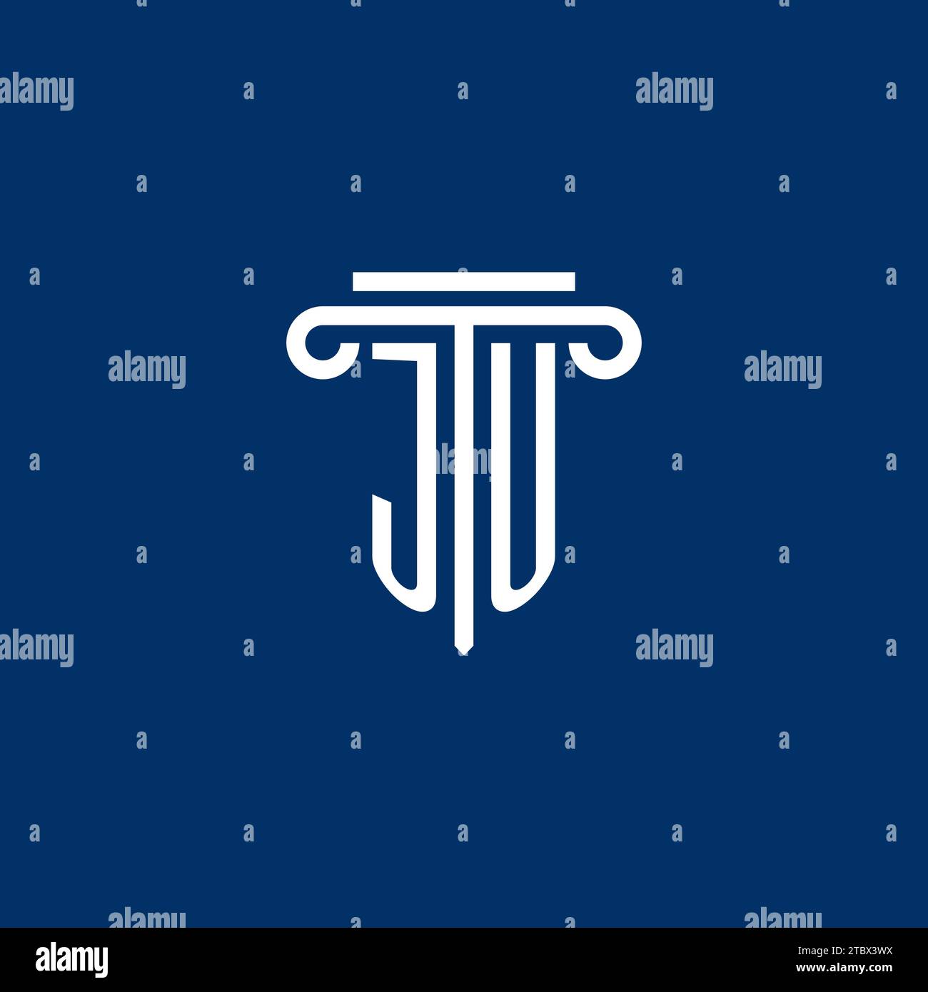 JU initial logo monogram with simple pillar icon design Stock Vector