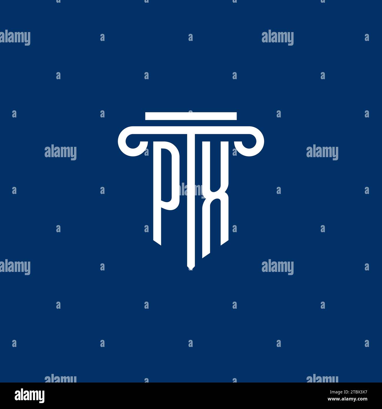 PX initial logo monogram with simple pillar icon design Stock Vector