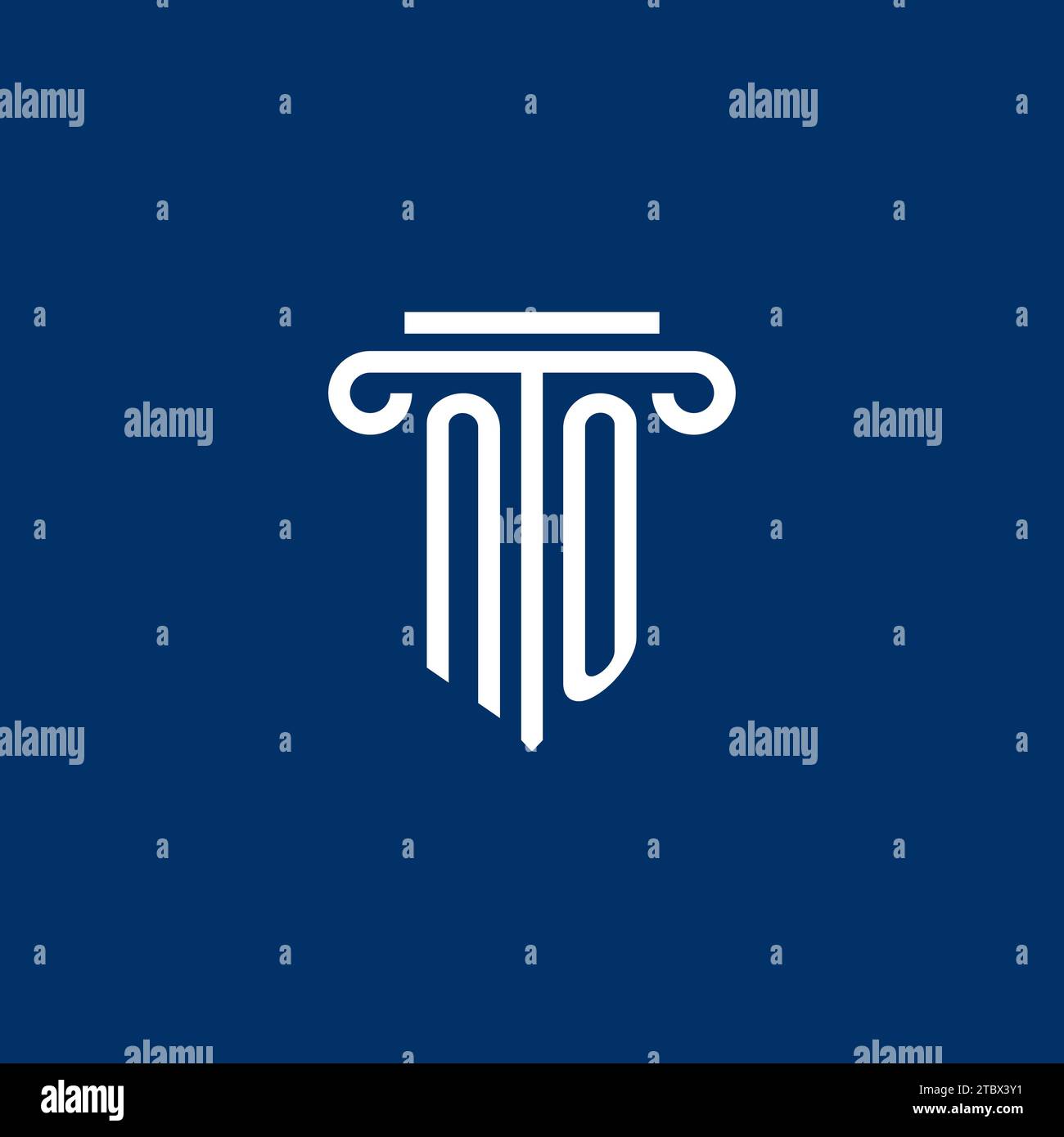 NO initial logo monogram with simple pillar icon design Stock Vector