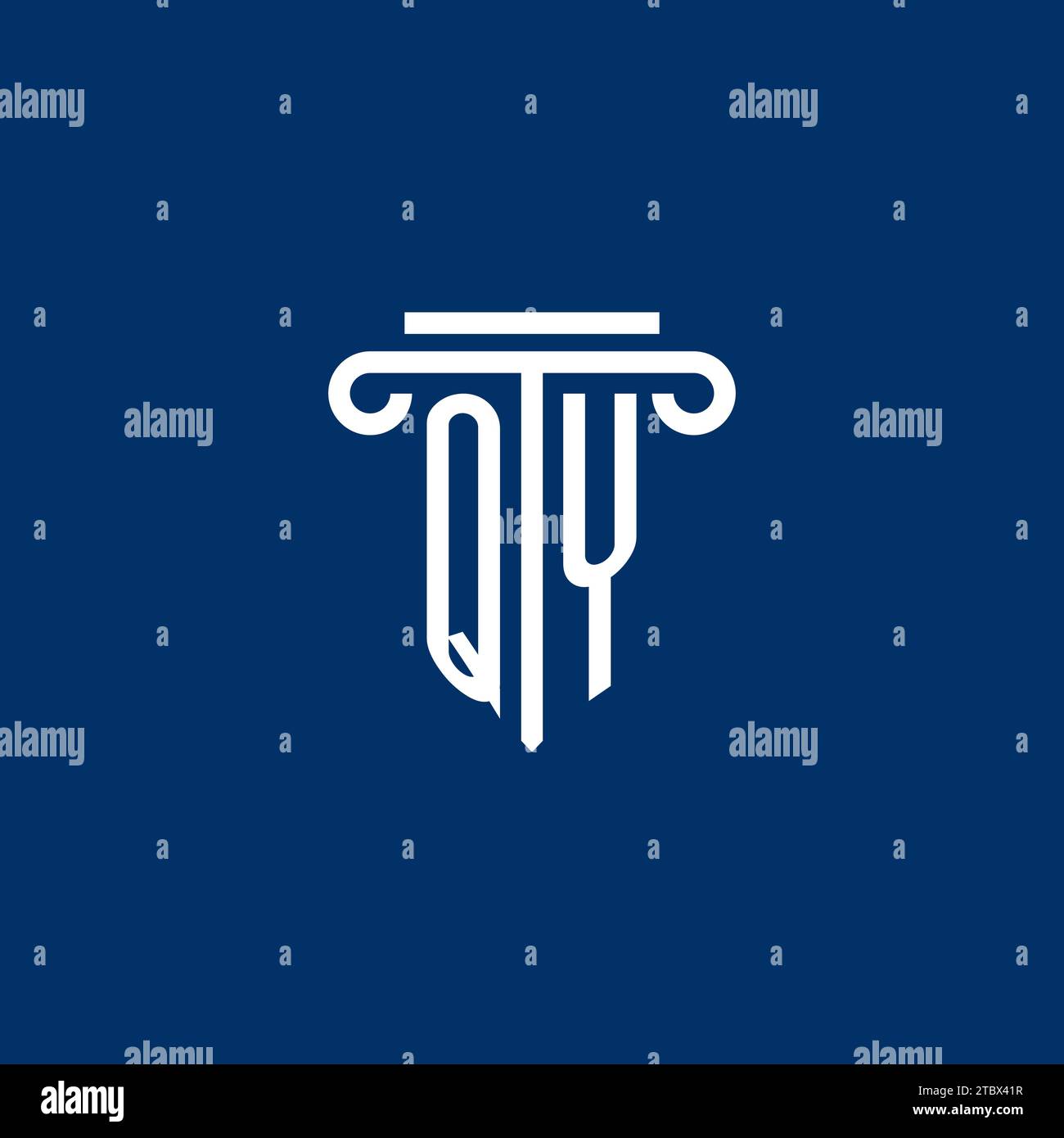 QY initial logo monogram with simple pillar icon design Stock Vector