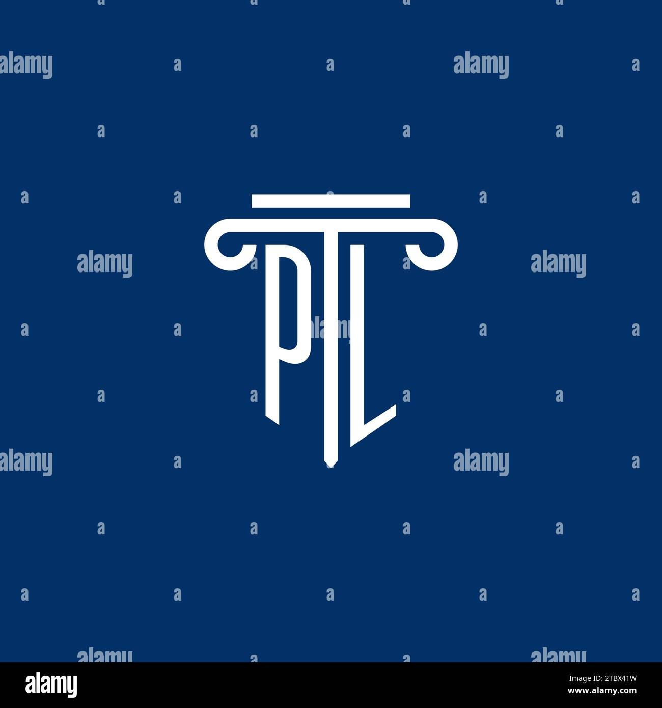 PL initial logo monogram with simple pillar icon design Stock Vector